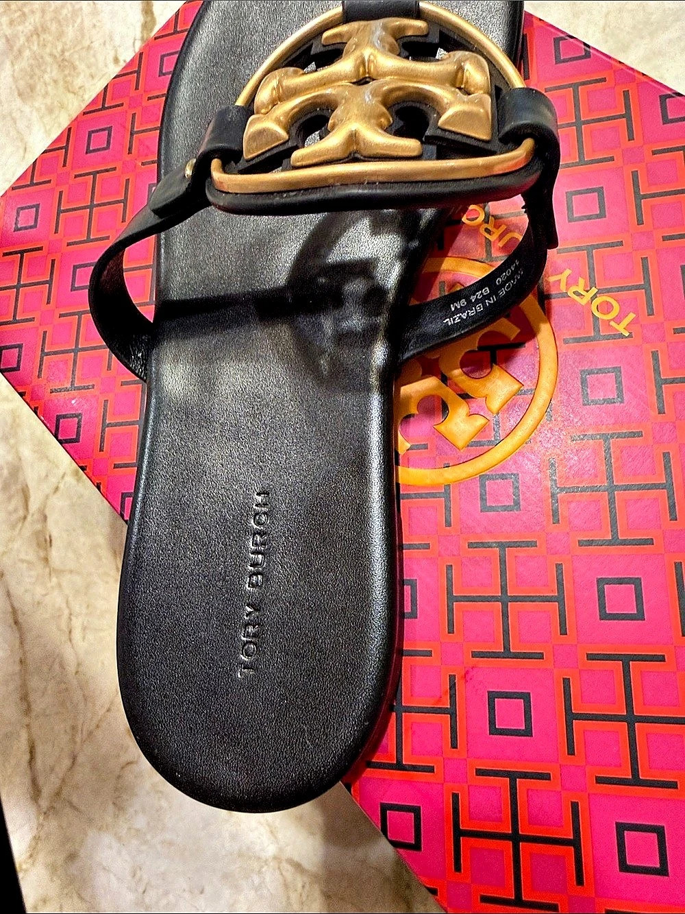 Tory Burch Metal Miller Soft Leather Sandal Black US 9 - Picture 3 of 5